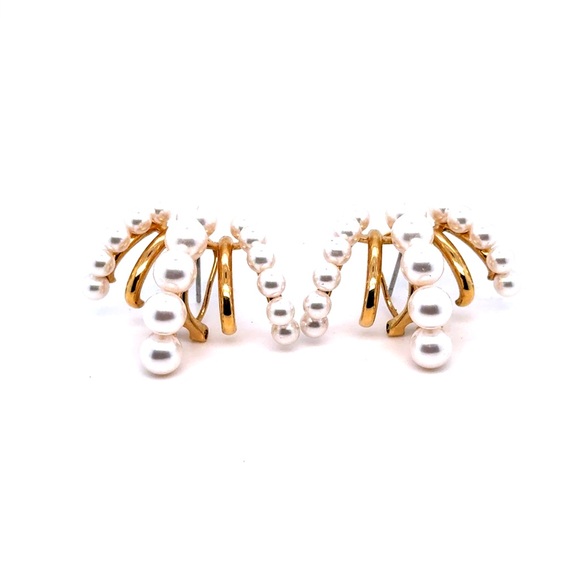 Jewelry - Gold and White Pearl Cascade Earrings